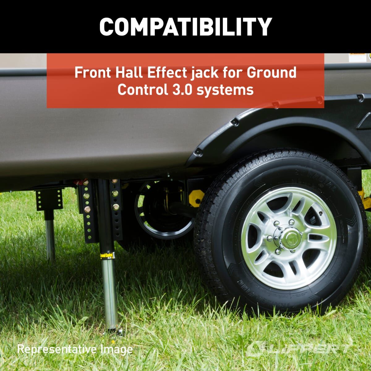Lippert Leveling Jack, 5000 lb Capacity, 19-13/16 in Stroke, 38 in Maximum Height - 305340