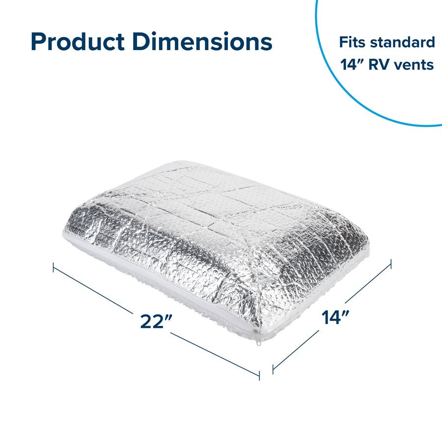 Camco Roof Vent Insulation, For 14 in x 22 in Skylight Vents, 4-1/2 in Foam With Reflective Backing, With 2 Adjustable Straps - 45197