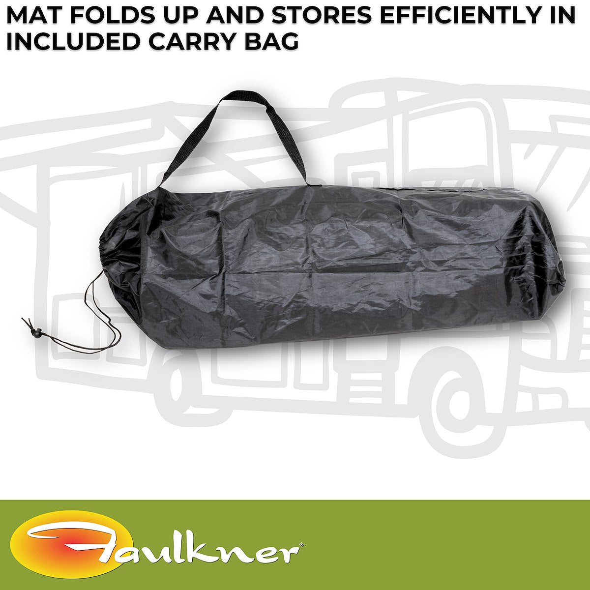Faulkner Patio Mat, 12 ft Length x 9 ft Width, Reversible Black/Gray Fabric, Solar Powered Multicolor Or White LED Lights - 53024