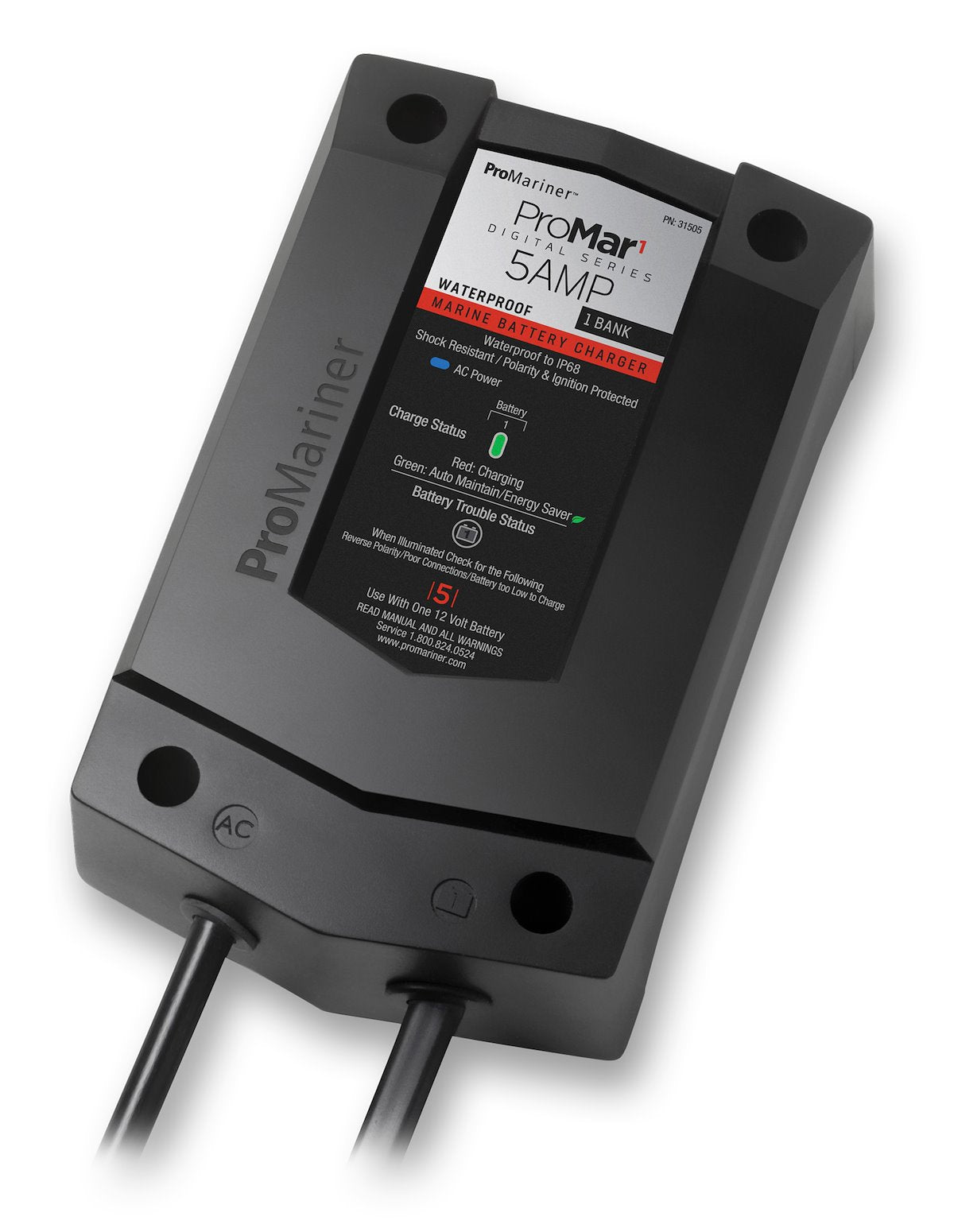 Pro Mariner Battery Charger, ProMar1 DS, For 12 V Marine Batteries, 1 Bank Charger - 31505