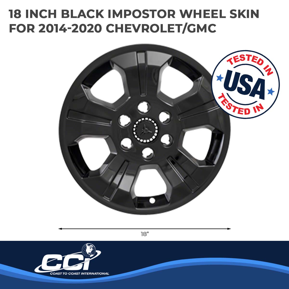 Coast2Coast Wheel Skin, 18 in, 5 Spokes, Gloss Black, Set Of 4 - IWCIMP392BLK