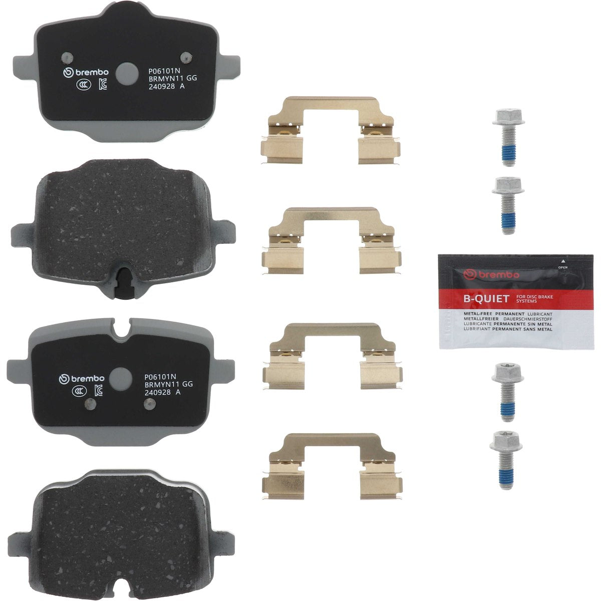 Brembo Brake Pad, FMSI Number D1850-9077, Ceramic, Set Of 4 - P06101N