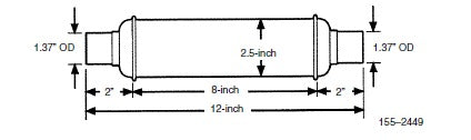Cummins Power Generation Generator Exhaust Resonator, Aluminized Steel, 12 in Length, 1-1/2 in Diameter Outlet Center - 155-2449
