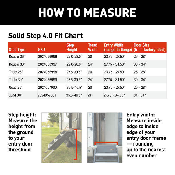 Lippert Entry Step, Solid Step  4.0, 4 Manual Fold-Up Steps, 30 in Width x 8-1/2 in Depth - 2024057001