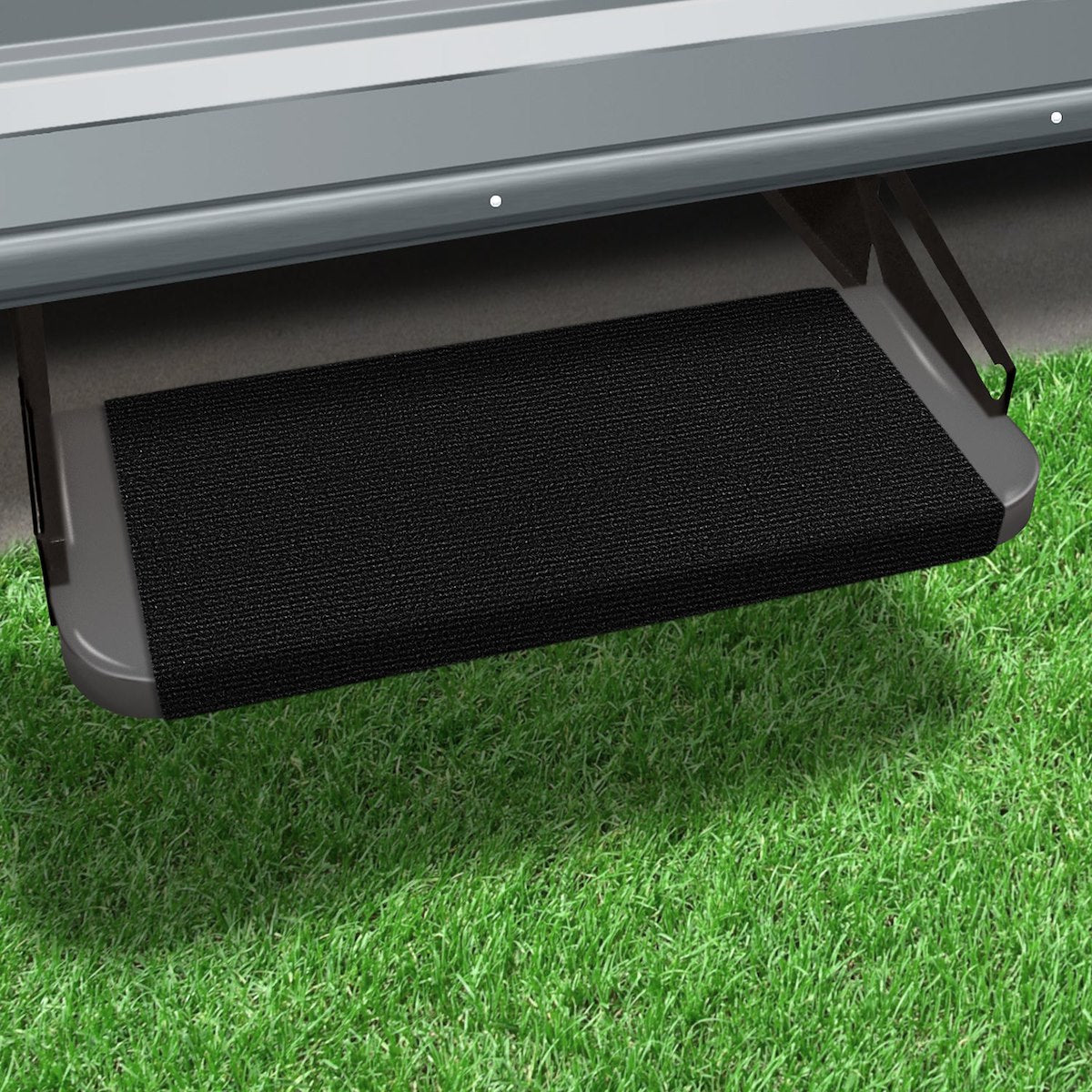 Prestofit Entry Step Rug, 18 in Width, Black Onyx, Micro-Ribbed Textured - 2-0314