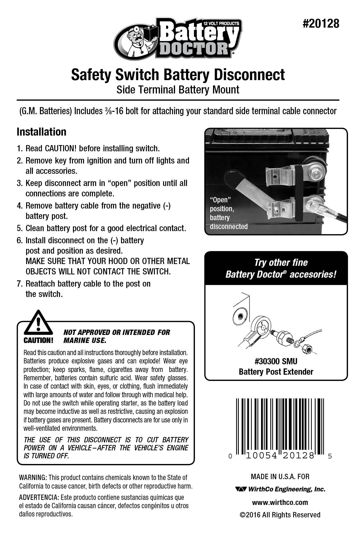 WirthCo Battery Disconnect Switch, 250 Ampere - 20128