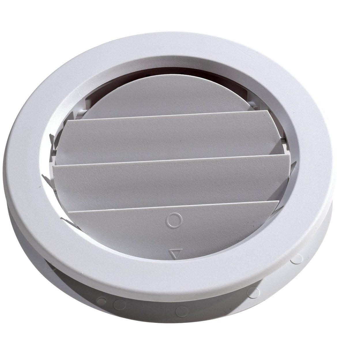 Valterra Heating/Cooling Register, 5 in Diameter, 7/8 in Collar, 360 degree Rotating/Dampered Vane Air Return - A10-3358VP