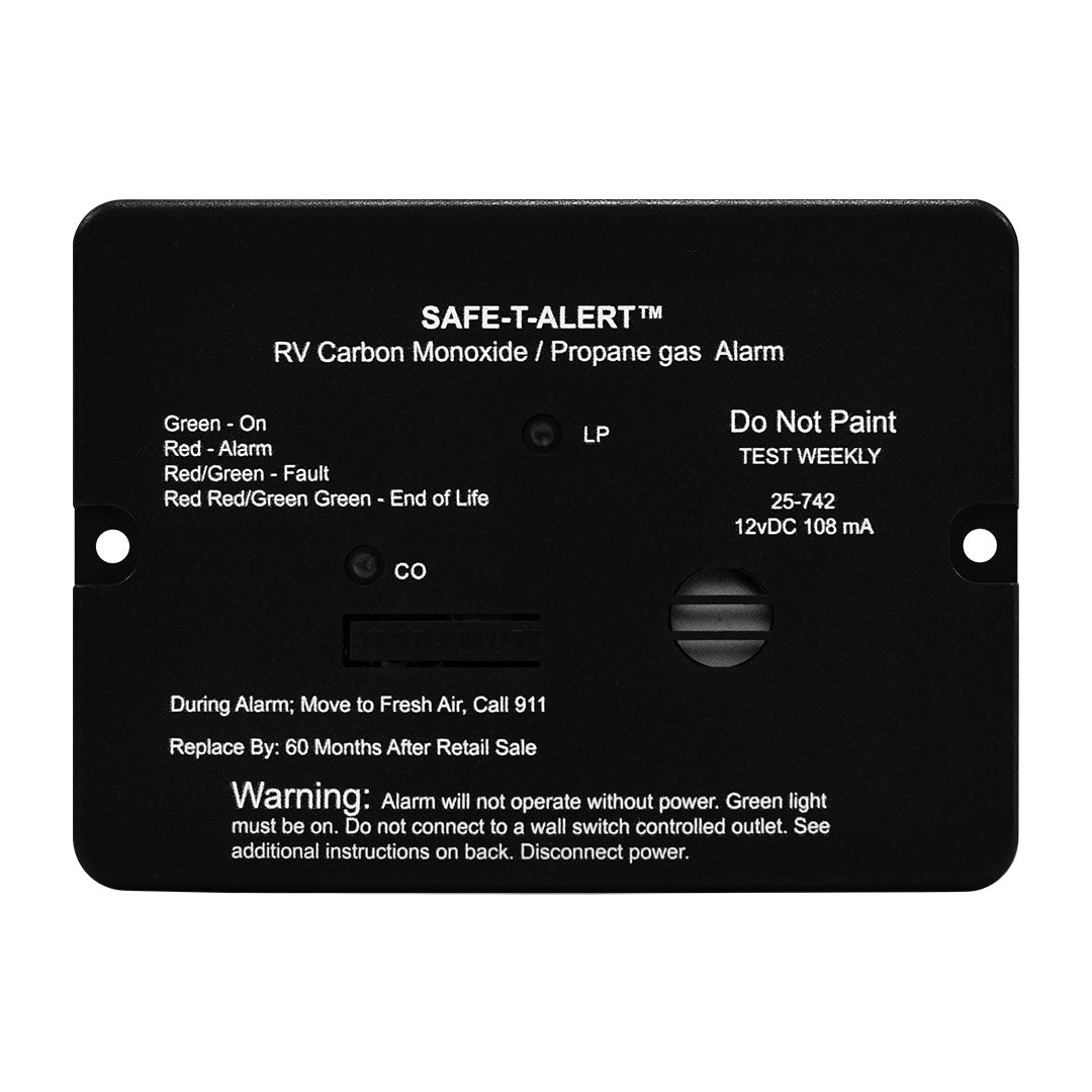 MTI Industries Safe-T-Alert 25 Series RV Carbon Monoxide and Propane Alarm, 12V, Black - 25-742BL