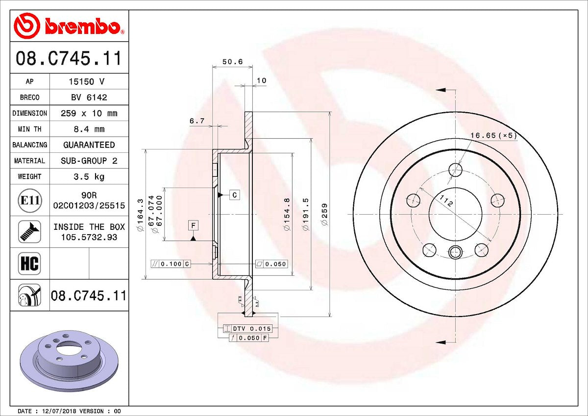 Brembo Brake Rotors 08C74511C02 product image 3