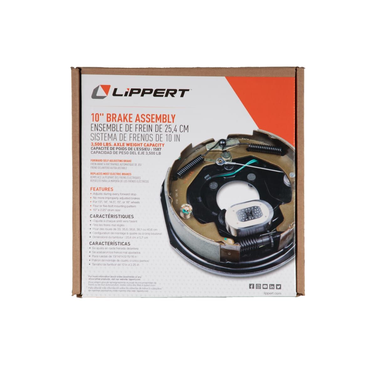 Lippert Trailer Brake Assembly, Replaces Lippert Assembly 10 in Diameter x 2-1/4 in Width, 3500 lb Axle Capacity - 296649