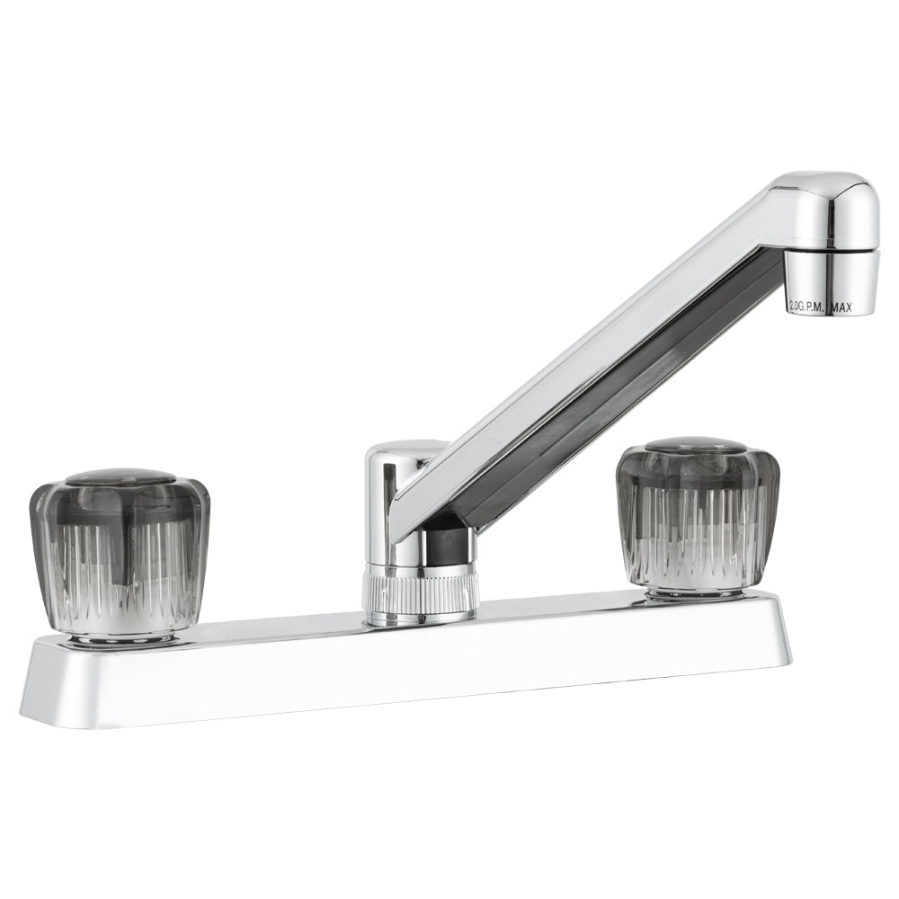 Dura Faucet Faucet, 2 Smoked Acrylic Knob Handle, Chrome Plated/Plastic, 2 Hole Application - DF-PK600S-CP