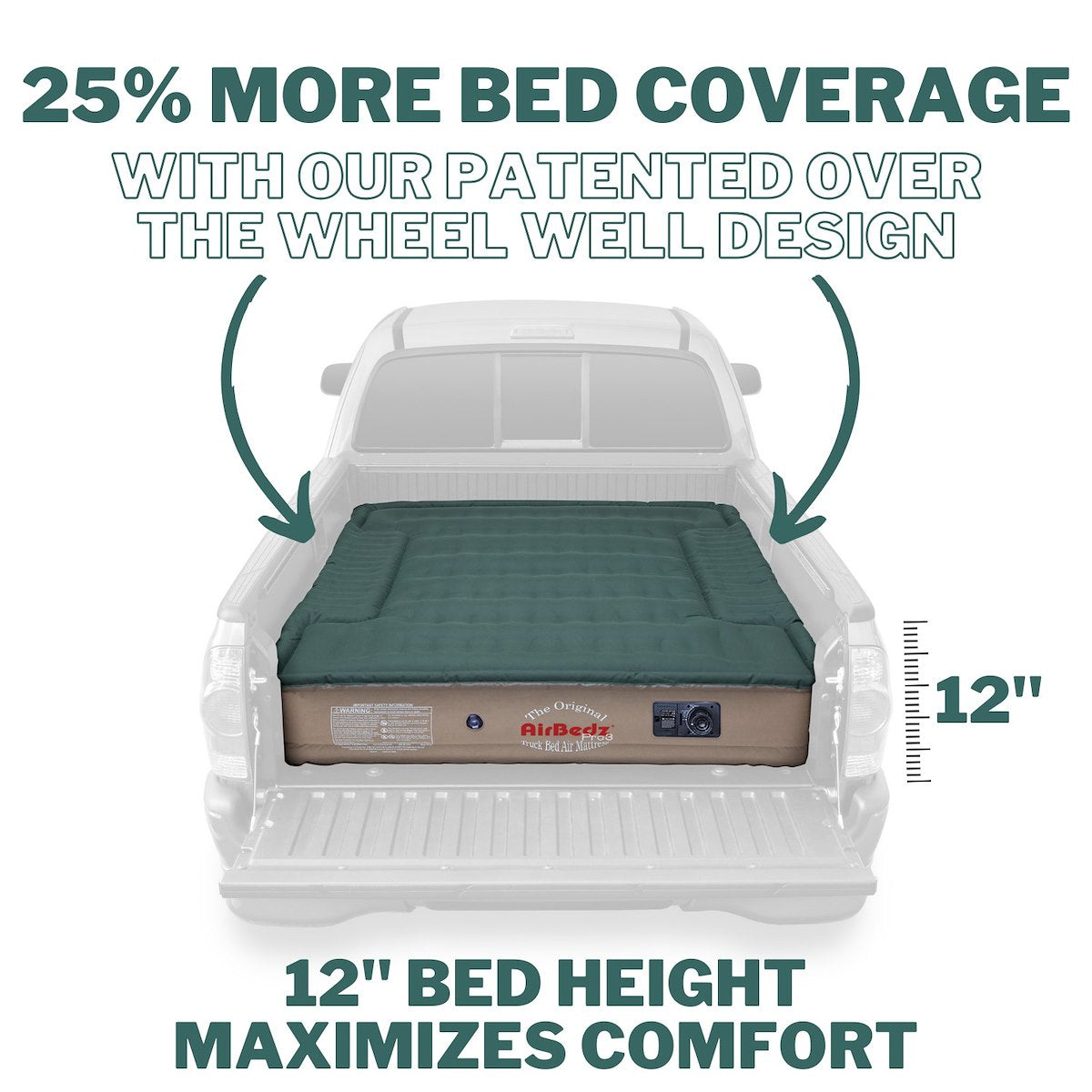 AirBedz by Pittman Outdoors Truck Bed Air Mattress, Pro3 Series, 76 in Length X 63-1/2 in Width X 12 in Height Inflated - PPI-302