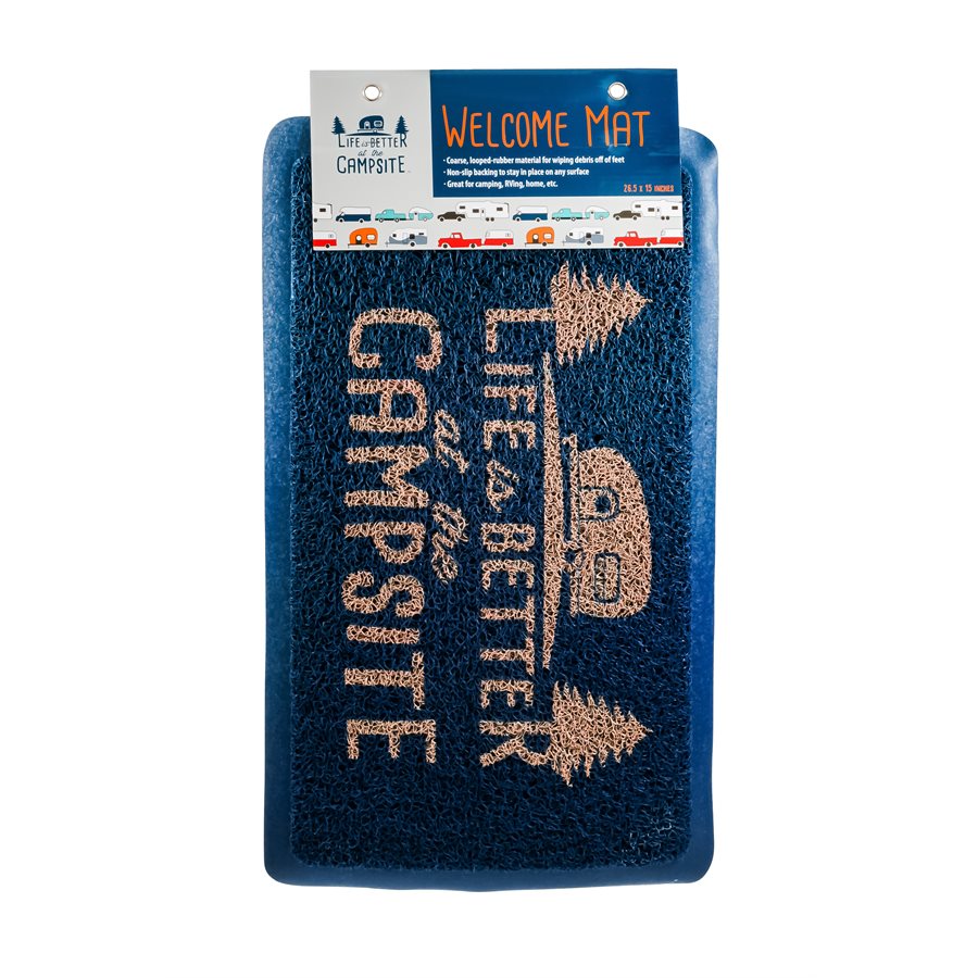 Camco Door Mat, Blue, 29 in Width x 17-1/4 in Length - 53201