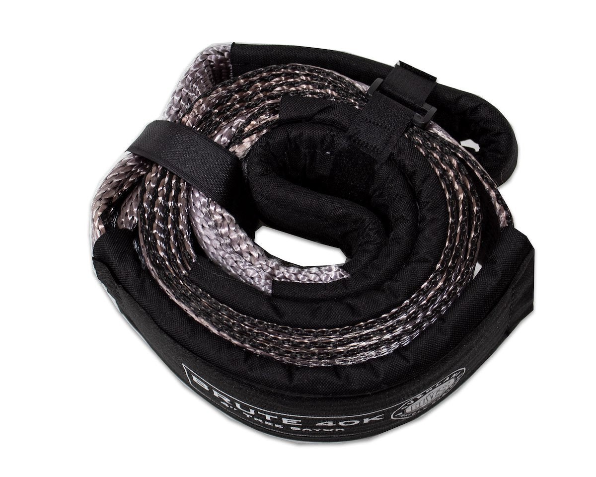 Overland Vehicle Systems Tow Strap, 4 in Width x 8 ft Length, Rated at 40,000 lb, Gray with Black Ends - 19079916