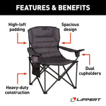 Lippert Camping Chair, 38-1/2 in Length x 26 in Height x 42 in Depth, 500 lb Weight Capacity - 2022114828
