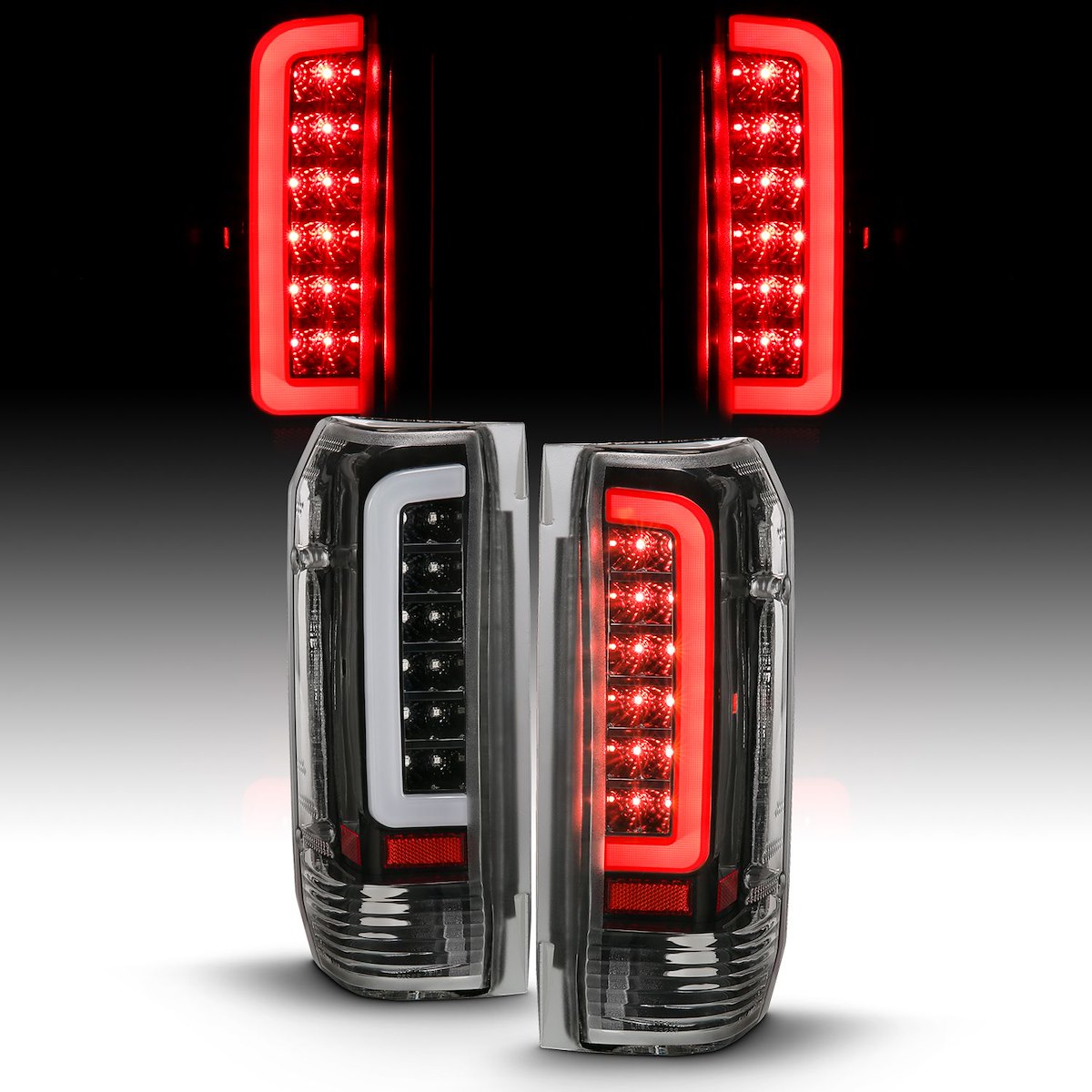ANZO USA Tail Light Assembly, LED, Black Housing, White Bulbs, Set Of 2 - 311350
