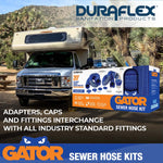 Duraflex Sewer Hose, 20 ft Extended Length, 76 in Compressed Length, 3 in Hose Diameter - 22006