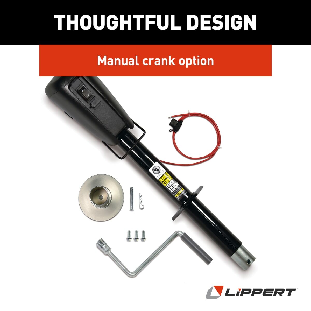 Lippert Trailer Tongue Jack, 3500 lb Capacity, 18 in Travel, Black - 813748