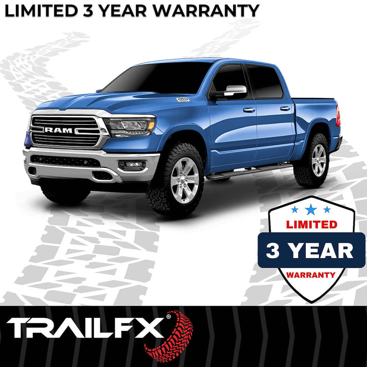 TrailFX Nerf Bar, TFX 4" Trapezoid Side Steps, 4 in Trapezoidal Straight, Titanium Black - A4016B