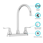 Dura Faucet Faucet, 12 in J-Spout, Chrome Polished/Plastic Body/Brass Spout, 2 Hole Application - DF-PK330HLH-CP