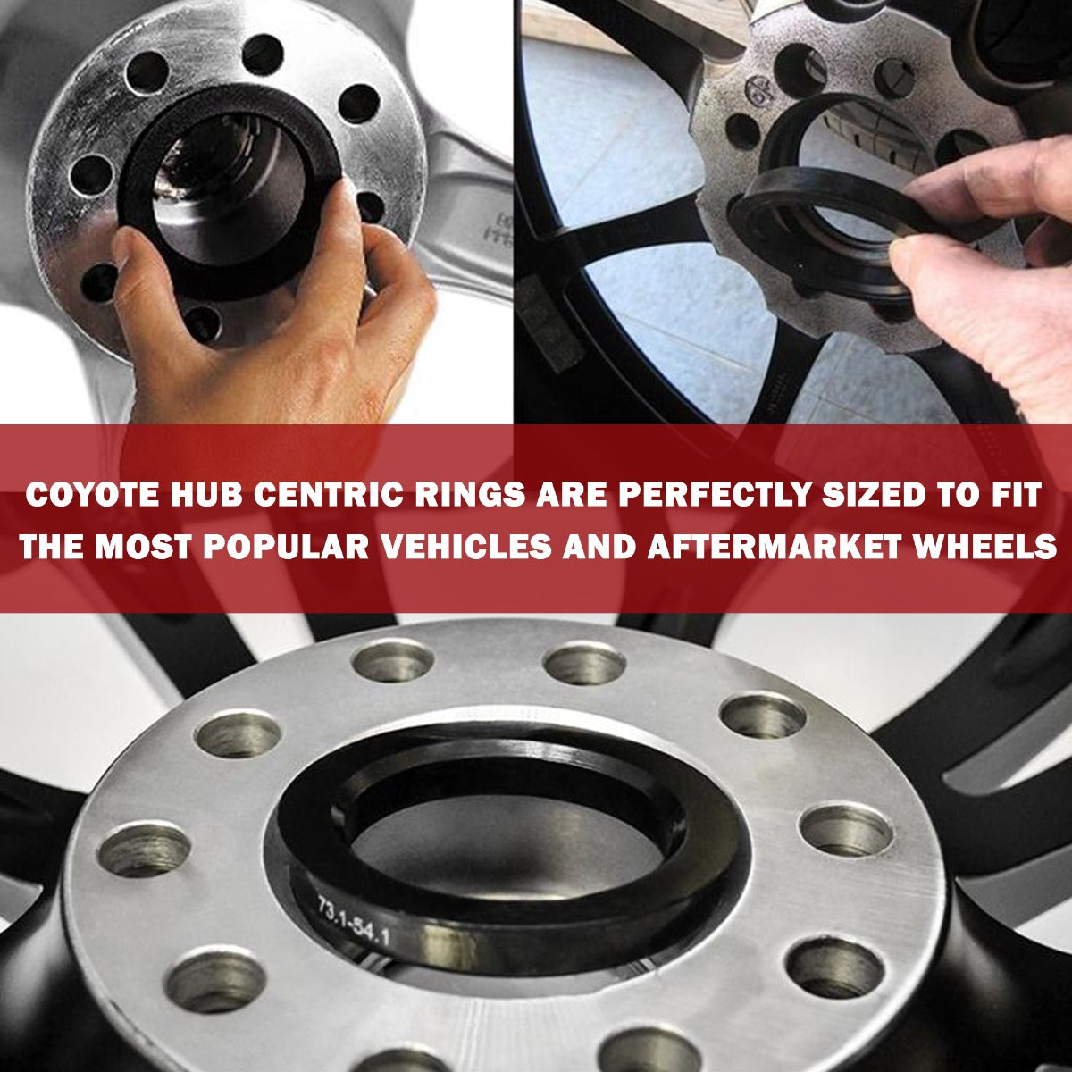 Coyote Wheel Accessories Wheel Hub Centric Ring, 78.1 Millimeter Inside Diameter, 106 Millimeter Outside Diameter, Black, Set Of 4 - 106-7810