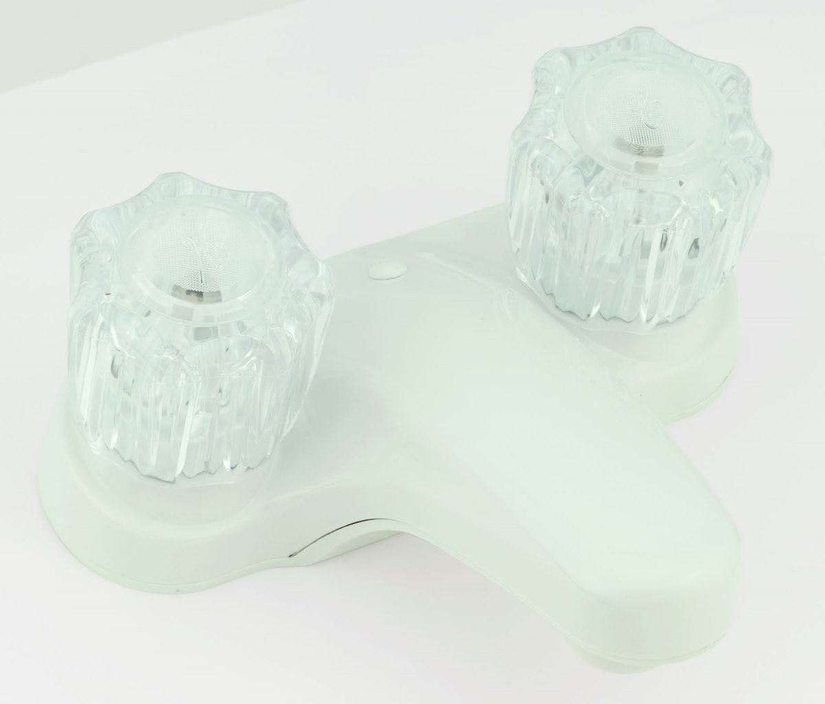 Empire Faucet Faucet, 2 Clear Crystal Knob Handle, White/Plastic - U-YJW77W