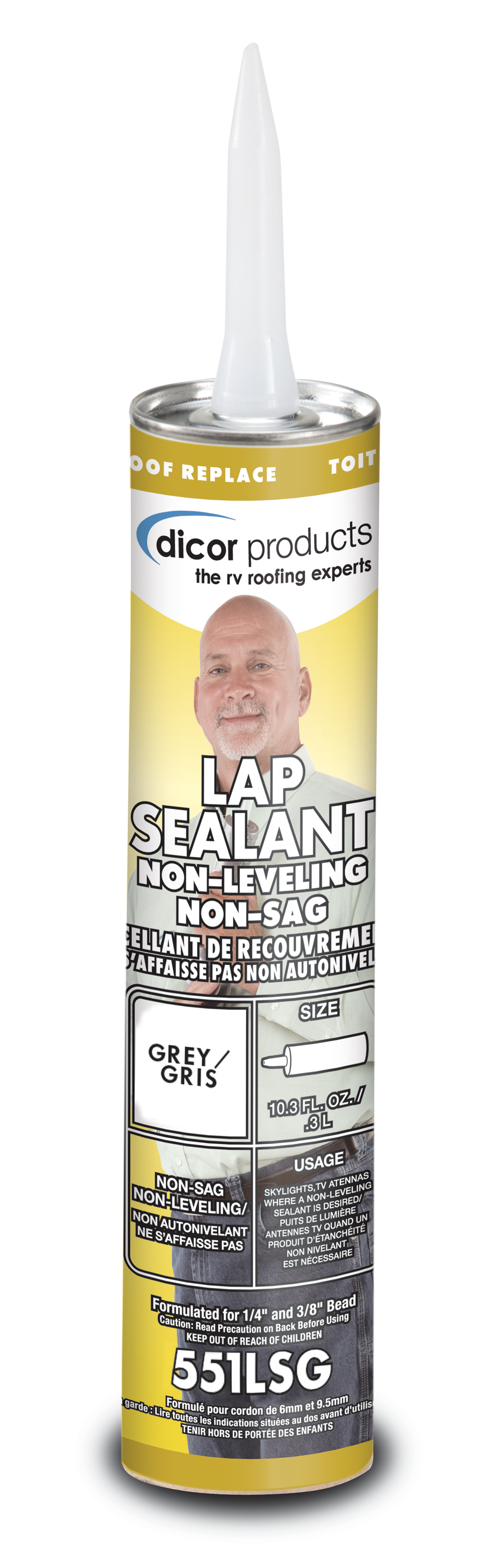 Dicor Corp. Roof Sealant, 10.3 oz Tube - 551LSG-1