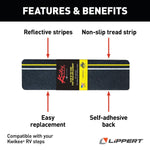 Lippert Entry Step Rug, 21 in Width, Black With Yellow Glow In The Dark Strip - 379600