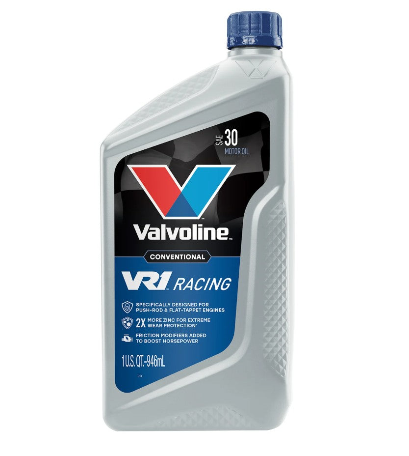 Valvoline Oil, VR1 Racing Oil, SAE 30, 1 qt Bottle, Case Of 6 - 822401