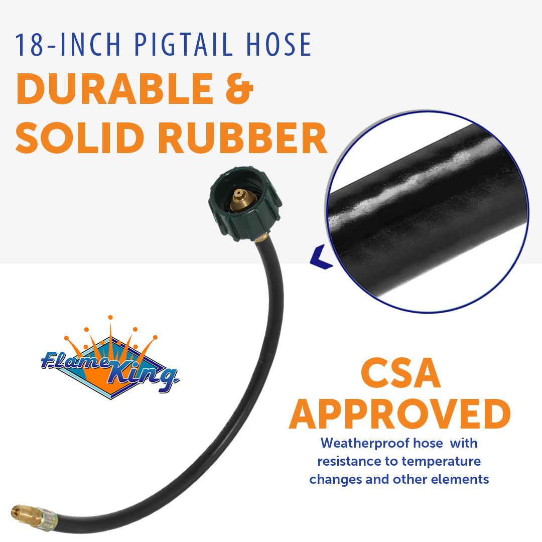 Flame King Propane Hose, Type 1 ACME Nut x 1/4 in Inverted Male Flare Connector, 18 in Length - E18INPT