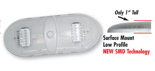 Valterra Dome Light - LED, 5500 Kelvin, 7-1/2 in x 4-1/4 in x 11 in x 4-1/2 in x 1 in, Daylight White - DG65430VP