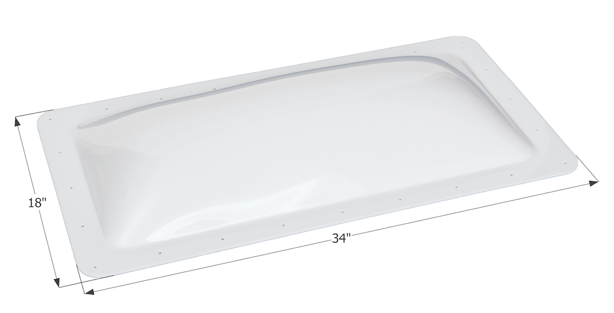 Icon Skylight, 4 in High Bubble Type Dome, For 30 in Length x 14 in Width Opening, 34 in Length x 18 in Width Flange - 01849