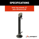 Lippert Leveling Jack, 5000 lb Capacity, 19-13/16 in Stroke, 38 in Maximum Height - 305340