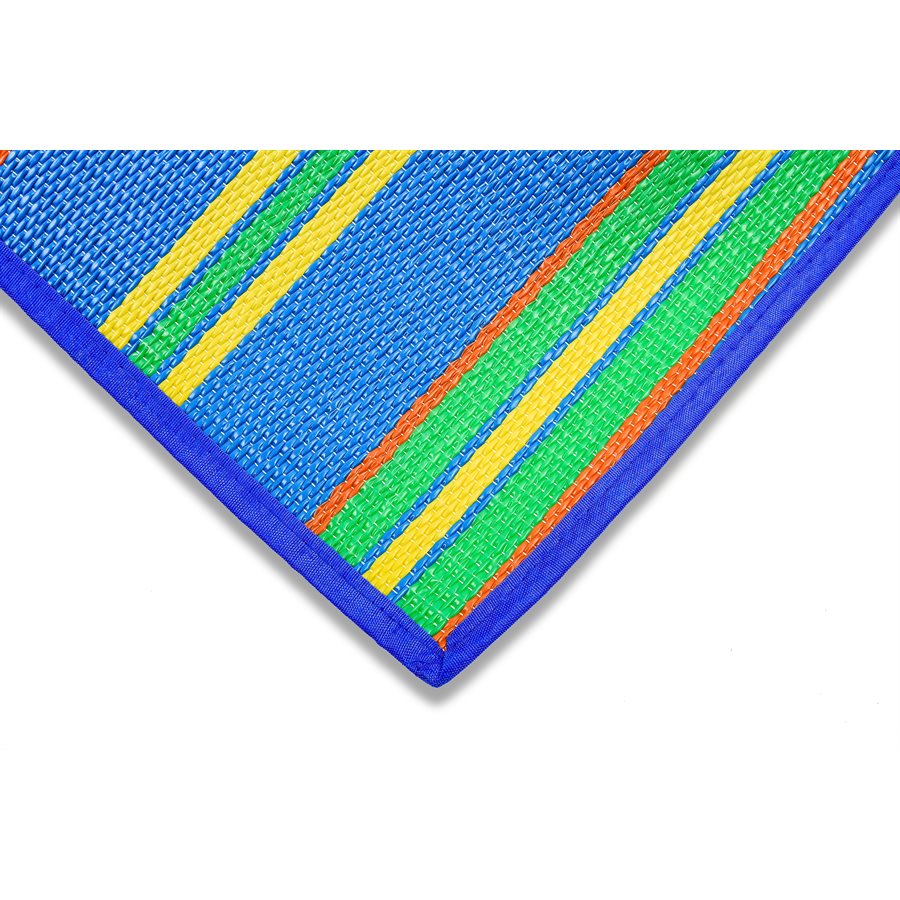 Camco Patio Mat, 9 ft x 6 ft, Blue/Green Stripes - 42814