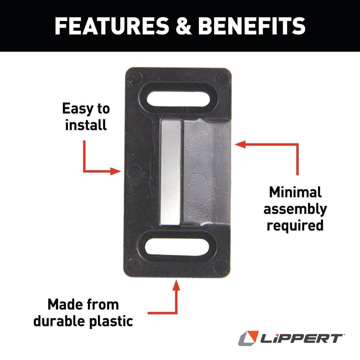 Lippert Screen Door Latch Striker Plate, Black - 198287