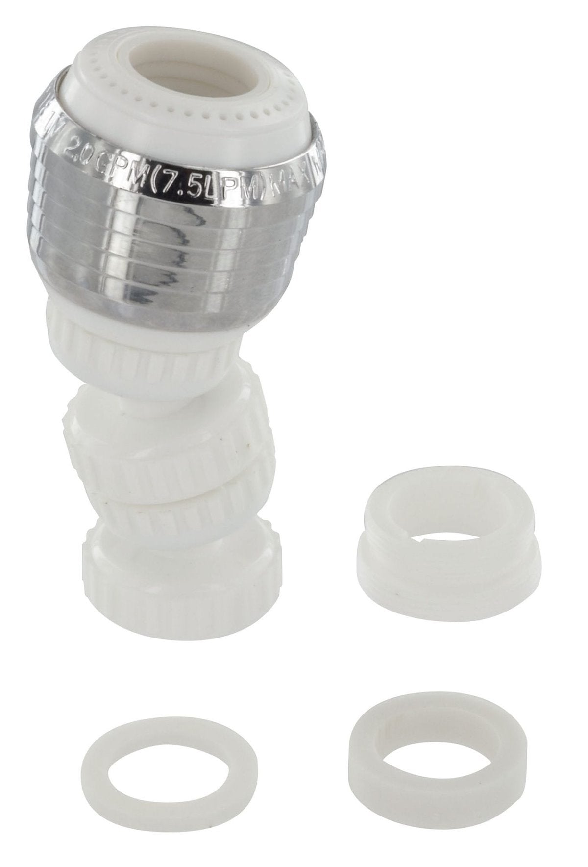 Phoenix Products Faucet Aerator, 360 degree Swivel, Chrome Plated/White - PF281022