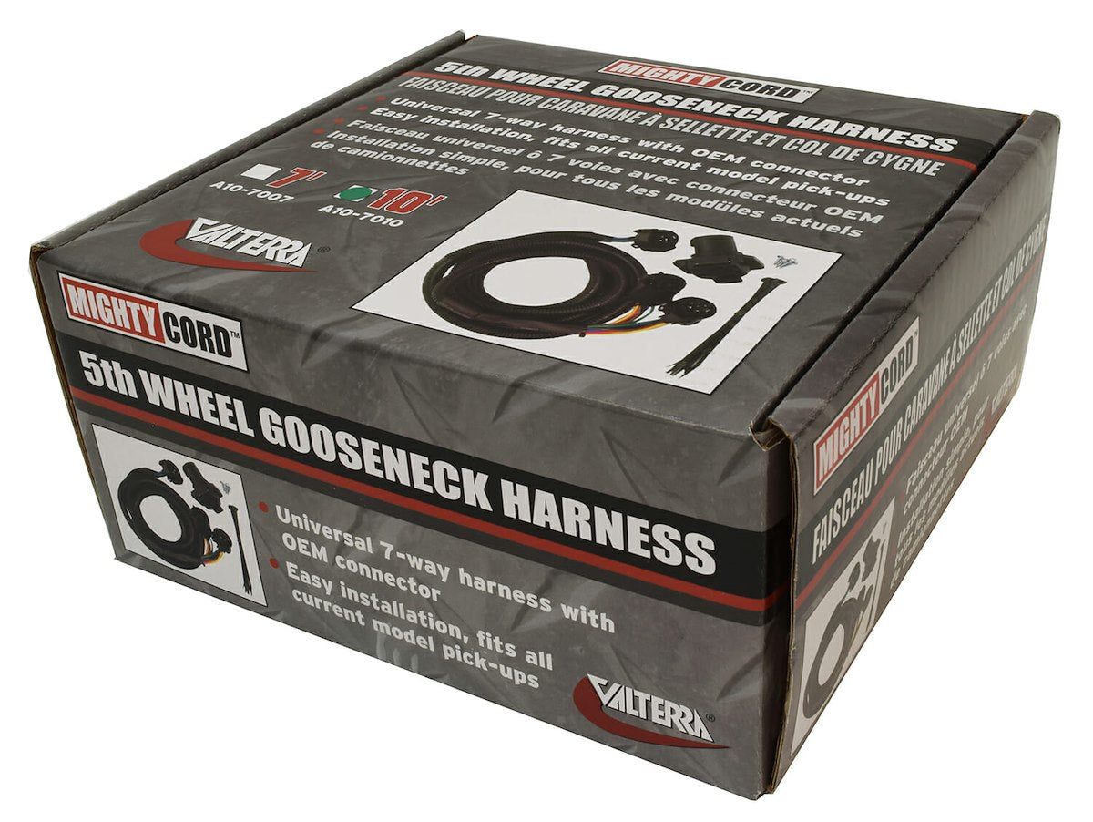 Valterra Trailer Wiring Connector, For 5th Wheel Gooseneck Trailers, 10 ft Lead Wire Length, With 7-Way OEM Connector - A10-7010