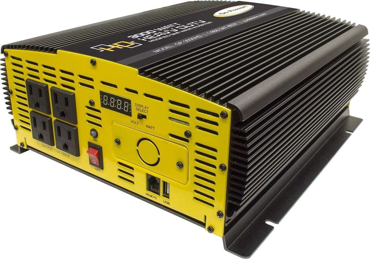 Go Power Power Inverter, Heavy Duty Series, Inverts 10.5/15 V DC To 115 V AC, 3000 Watts Output/6000 Watts Surge - GP-3000HD