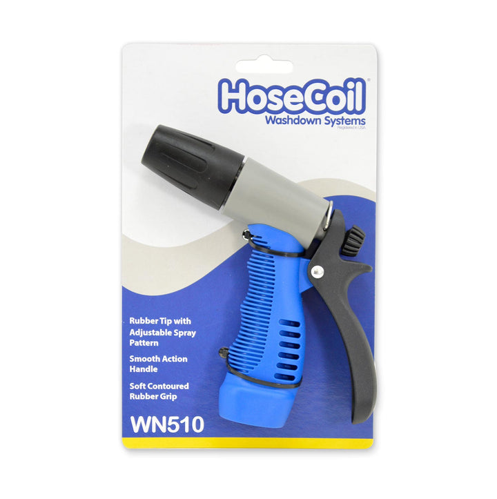 HOSECOIL Boat Washdown Hose Nozzle, 3/4 in Garden Hose Thread Connection, Blue/Gray/Black - WN510