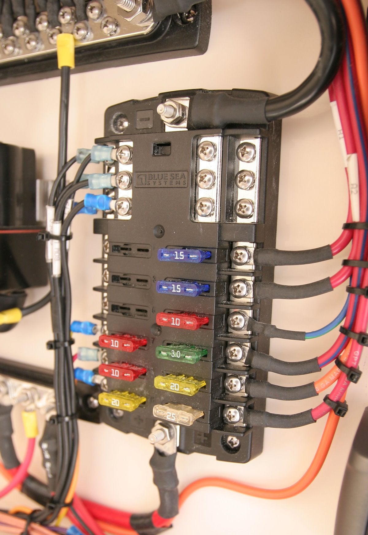 Blue Sea Fuse Block, 32 V DC, 100 amp Per Block/30 amp Per Circuit, With 12 Circuits/Negative Bus/Protective Cover - 5026-BSS