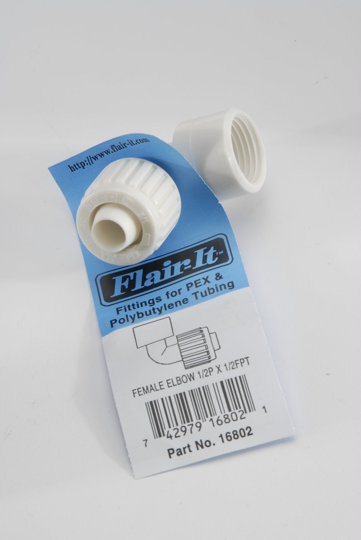 Elkhart Supply Fresh Water Fitting, 1/2 in PEX x 1/2 in Female Pipe Thread, 90 degree Elbow, White - 16802