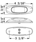 Optronics Side Marker Light - LED, MCL17 SERIES, LED, 4-3/16 in Length x 1-3/8 in Width x 3/4 in Depth - MCL17ABP