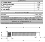 Moroso Wheel Stud, 7/16 in - 20 Thread, 2-7/8 in Thread Length, 0.480 in Knurl Length, Set Of 5 - 46150