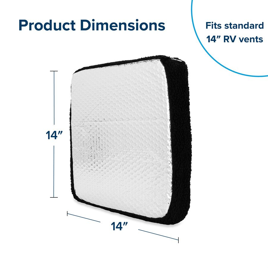 Camco Roof Vent Insulation, For 14 in x 14 in Vents, 2-3/4 in Foam With Reflective Backing And Synthetic Fleece Layer, Black - 45196
