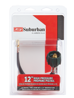 Suburban Mfg Propane Hose, 1/4 in Inside Diameter Pigtail Connector, Type 1 ACME Nut x 1/4 in Inverted Male Flare Connector, 12 in Length - 523005