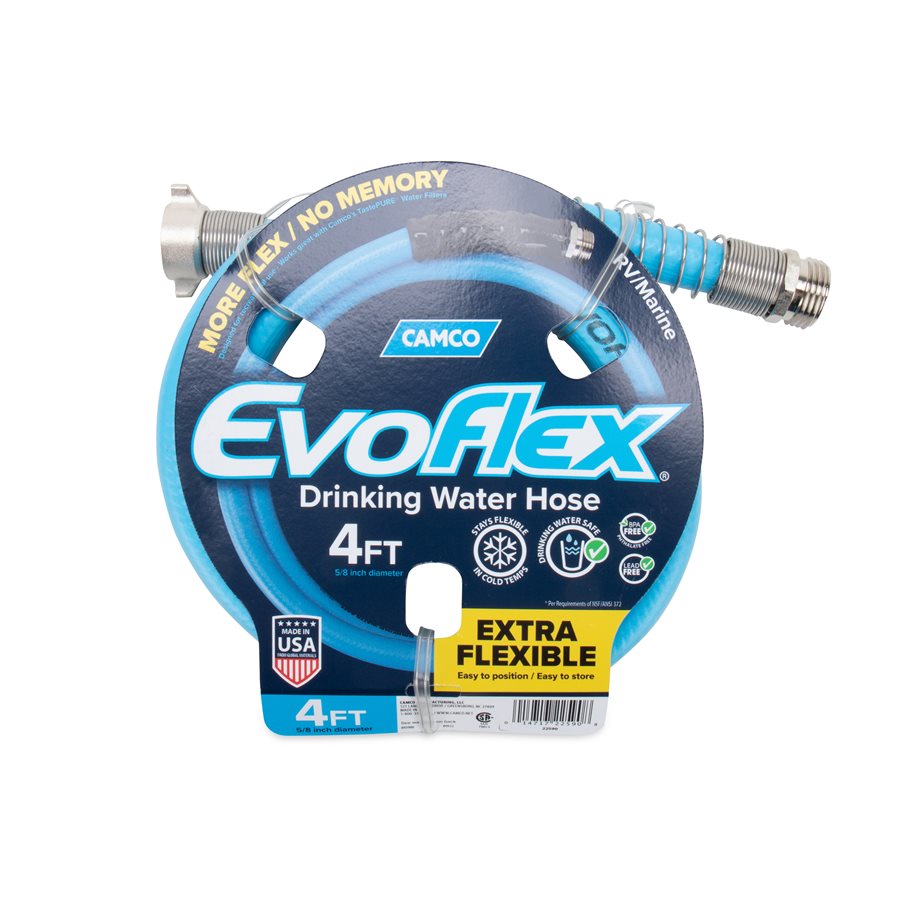 Camco Fresh Water Hose, 5/8 in Internal Diameter, 4 ft Length, 100 PSI Working Pressure - 22590