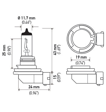 HELLA Headlight Bulb, H11, 55 Watt, 12 V - H11