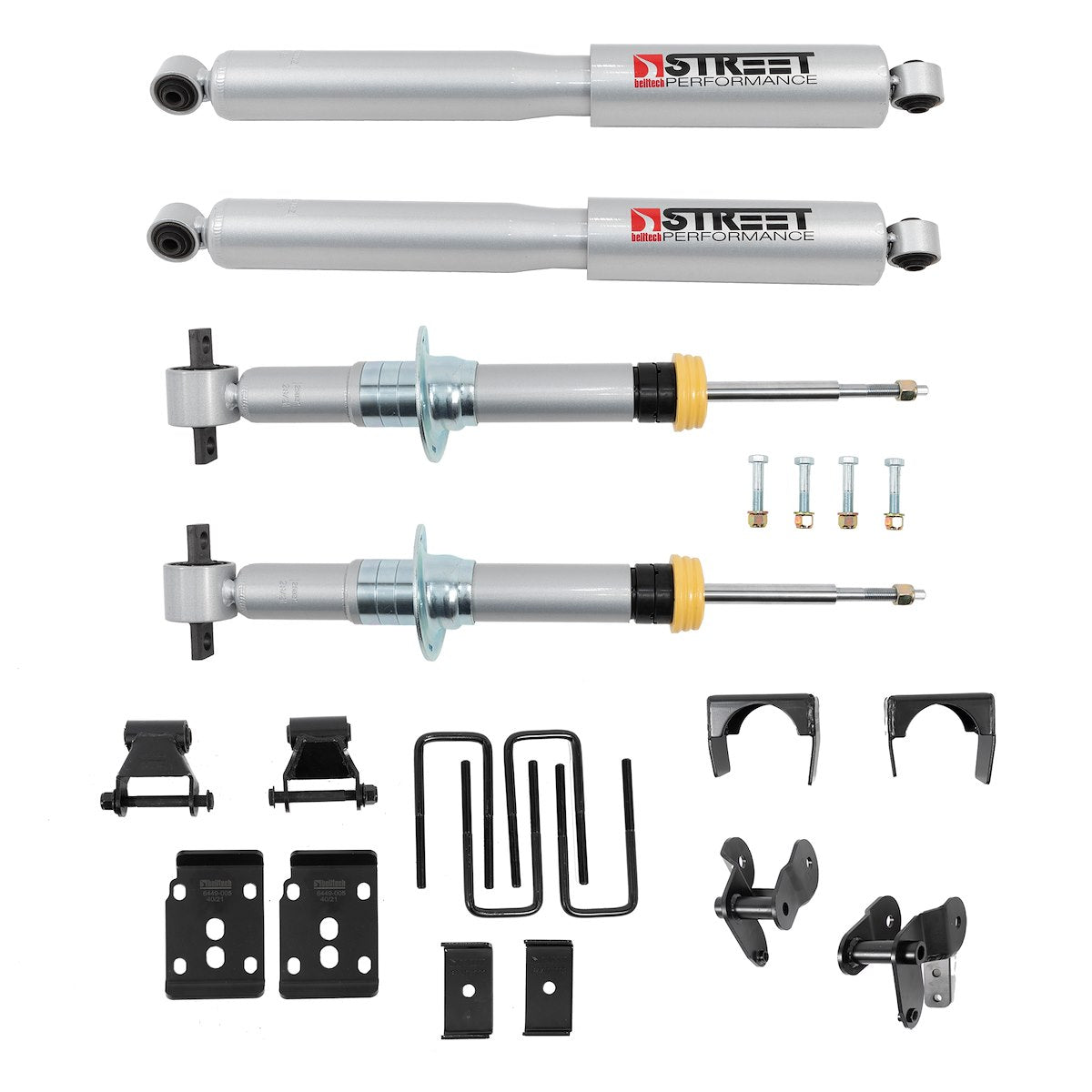 Bell Tech Lowering Kit, 1 in To 3-1/2 in Front Drop/5-1/2 in Rear Drop, Silver/Black - 1054SP