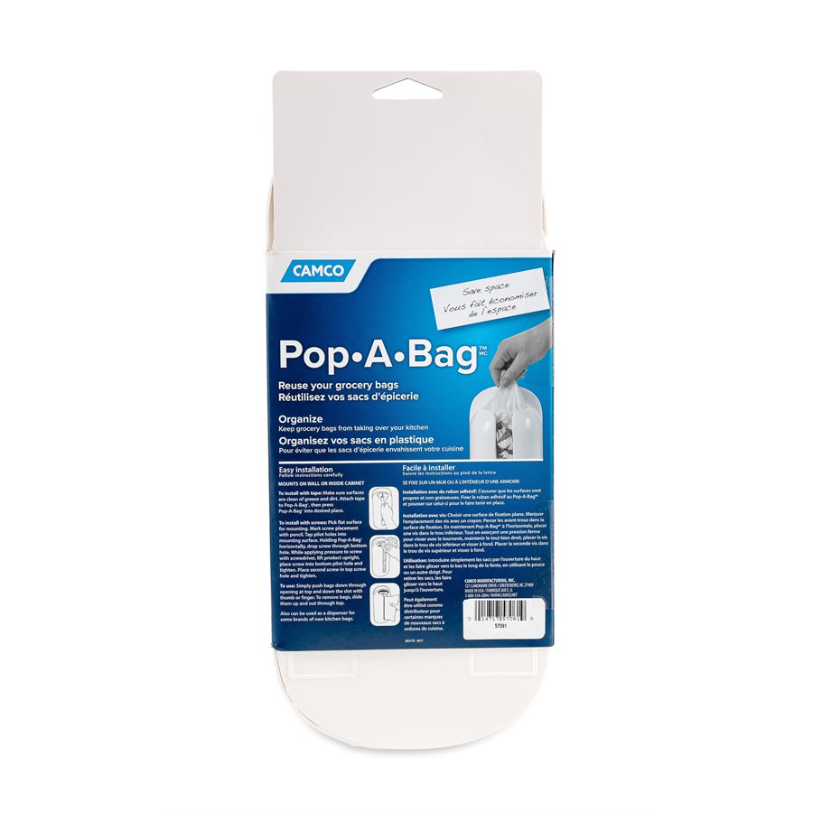 Camco Plastic Bag Storage, Holds Up To 25 Grocery Bags, White - 57061