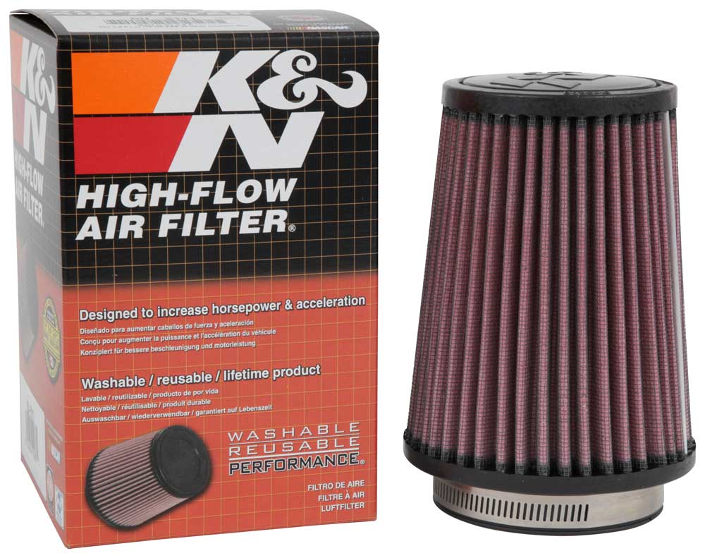 K&N Air Filter, Red, Round Tapered, 3 in Flange Inside Diameter x 3/4 in Flange Length - RU-5111